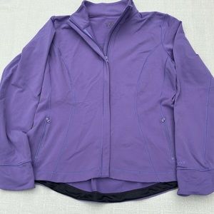 Reebok Jacket Full Zip Activewear Stretch Nylon Knit Windbreaker